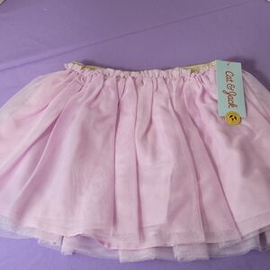 Pink Tulle Skirt with Gold Waistband